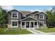 Two-story home with gray siding, front porch, and landscaping at 15261 Fillmore St, Thornton, CO 80602
