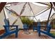 Comfortable seating in gazebo around a fire pit, perfect for outdoor relaxation and entertaining at 8229 Estes Ct, Arvada, CO 80005