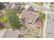 Aerial view of the property highlighting the home's backyard, patio, and location at 2649 S Kline Cir, Lakewood, CO 80227