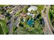 Overhead shot of community pool, playground, and ample green space at 6519 Pinewood Dr, Parker, CO 80134