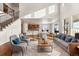 Spacious living room features open layout with kitchen, staircase, and lots of light at 3654 Paintbrush Ln, Parker, CO 80138