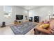 Cozy living room featuring wood-look floors, a stylish rug, and comfortable seating at 27125 E Bayaud Ave, Aurora, CO 80018