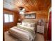 Comfortable bedroom with wood walls, plush bed, and modern furnishings for a cozy retreat at 750 Cougar Dr, Boulder, CO 80302