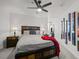 Well-lit bedroom featuring a large bed, side tables, and contemporary artwork at 891 14Th St # 3411, Denver, CO 80202