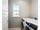 Practical laundry room with side-by-side washer and dryer, and a window for natural light at 1173 Basalt Ridge Loop, Castle Rock, CO 80108