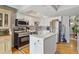 Modern kitchen with stainless steel appliances, white cabinets, island and bright lighting at 33 N Corona St # 401, Denver, CO 80218