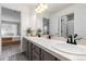 Shared bathroom with double vanity and access to bedroom at 806 Ridgemont Cir, Highlands Ranch, CO 80126
