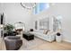 Bright living room with vaulted ceiling, fireplace, and large windows at 806 Ridgemont Cir, Highlands Ranch, CO 80126