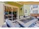 Inviting back deck featuring comfortable seating and a stylish awning, perfect for outdoor relaxation and entertaining at 7840 S Windermere Cir, Littleton, CO 80120