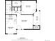 Floor plan showing a 693 sq ft home with a living room, kitchen, bedroom, and balcony at 1050 Opal St # 102, Broomfield, CO 80020