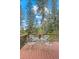 Outdoor deck featuring a stylish dining set, perfect for enjoying the surrounding forest views at 649 Cottonwood Dr, Evergreen, CO 80439