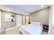 Neutral bedroom features a queen-sized bed, carpeted floors and closet space at 3891 W 149Th Ave, Broomfield, CO 80023