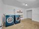 Bright laundry room features modern, front-loading washer and dryer sets with ample storage space at 1746 S Alcott St, Denver, CO 80219