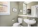 Charming powder room with stylish fixtures and neutral color palette at 2746 Geneva St, Denver, CO 80238