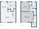 Floorplan featuring kitchen, dining area, living room, and stairway at 2856 Jasmine St, Denver, CO 80207