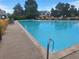 The community pool features lush grass, plants and lounge chairs at 1845 N Kendall St # 316D, Lakewood, CO 80214