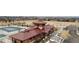 Aerial view of community center and pool; perfect for relaxing and recreation with a stunning field and neighborhood view at 239 N Irvington St, Aurora, CO 80018