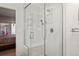 Modern bathroom with a glass-enclosed shower and built-in niche at 7192 S Vine E Cir, Centennial, CO 80122