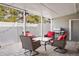 Covered patio with stylish furniture, grill, and fenced yard at 7192 S Vine E Cir, Centennial, CO 80122