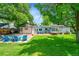 Beautiful backyard with green lawn, patio seating, and lush landscaping at 1935 Oneida St, Denver, CO 80220