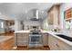 Updated kitchen boasts stainless steel appliances and sleek countertops and faucet at 6769 E Costilla Cir, Centennial, CO 80112
