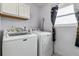 Functional laundry room with washer, dryer, and natural light from the adjacent window at 16533 E Baker Pl, Aurora, CO 80013