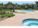 Community pool and hot tub area featuring lounge chairs, and well-manicured landscaping at 4680 Copeland Loop # 203, Highlands Ranch, CO 80126
