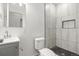 Modern bathroom features tiled shower and vanity at 400 Division Blvd, Platteville, CO 80651