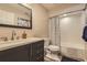 Clean bathroom features a modern vanity and tiled shower, providing a comfortable and functional space at 12164 Adams St, Thornton, CO 80241