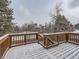 Wooden deck overlooking a snow-covered backyard and neighborhood at 1218 Ascot Ave, Highlands Ranch, CO 80126