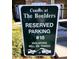 Reserved parking sign reads 