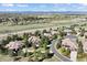 Scenic aerial view showcasing a peaceful neighborhood with tree-lined streets and well-manicured lawns and mountain views at 5055 Mcclure Ln, Castle Rock, CO 80108