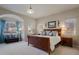 Bright main bedroom boasts large windows, cozy seating, and neutral decor with a dark wood sleigh bed at 5055 Mcclure Ln, Castle Rock, CO 80108