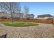 Well-maintained backyard with a wooden fence, trees, and lawn at 6079 W Prentice Ave, Littleton, CO 80123