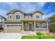 Charming two-story home with a welcoming front porch and well-maintained lawn and two car garage at 821 Boulder Peak Ave, Erie, CO 80516