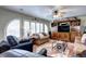 Comfortable living room featuring large windows and a ceiling fan at 4907 Fenwood Dr, Highlands Ranch, CO 80130