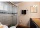 Bathroom featuring a glass shower with white tile and modern fixtures at 32 Magnum Bonum Dr, Breckenridge, CO 80424