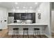 Modern kitchen featuring a stylish island with seating, stainless steel appliances, and sleek cabinetry at 6619 E Lowry Blvd # 101, Denver, CO 80230