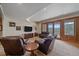 Cozy basement with plush seating, mountain views, and elegant wood trim at 1015 Nob Hill Rd, Evergreen, CO 80439