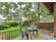 Backyard patio with outdoor furniture and mature trees at 3055 N Albion St, Denver, CO 80207