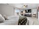Spacious main bedroom with view of entertainment center and neighborhood at 14836 Jersey Dr, Mead, CO 80542