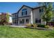 Lush backyard featuring a well-manicured lawn, gorgeous landscaping, and a spacious patio, perfect for entertaining at 9445 Aspen Hill Cir, Lone Tree, CO 80124