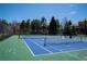 Community tennis court surrounded by lush greenery, offering an excellent recreational space at 9445 Aspen Hill Cir, Lone Tree, CO 80124