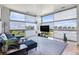 Bright and modern living room with large windows and stylish furniture at 2958 Syracuse St # 403, Denver, CO 80238