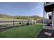 Serene backyard featuring artificial turf, landscaping, and a scenic view, ideal for relaxation and recreation at 527 Felicity Loop, Castle Rock, CO 80109
