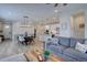 Open-concept living space with kitchen, dining area, and living room with comfortable seating and natural light at 527 Felicity Loop, Castle Rock, CO 80109