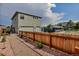 Exterior view of modern home featuring a two-car garage, gravel landscaping, and a newly constructed wood fence at 265 Upper Glenway, Palmer Lake, CO 80133