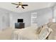 Spacious main bedroom suite with a TV, dresser, and ensuite bathroom at 10546 Graymont Ln # D, Highlands Ranch, CO 80126