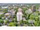 Aerial view of Sun Terrace Condominiums highlighting Outer Walking Path and Cheesman Park nearby at 1200 N Humboldt St # 604, Denver, CO 80218