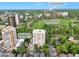 Expansive aerial view with Cheesman Park near the building and the Rose Medical Center in the distance at 1200 N Humboldt St # 604, Denver, CO 80218